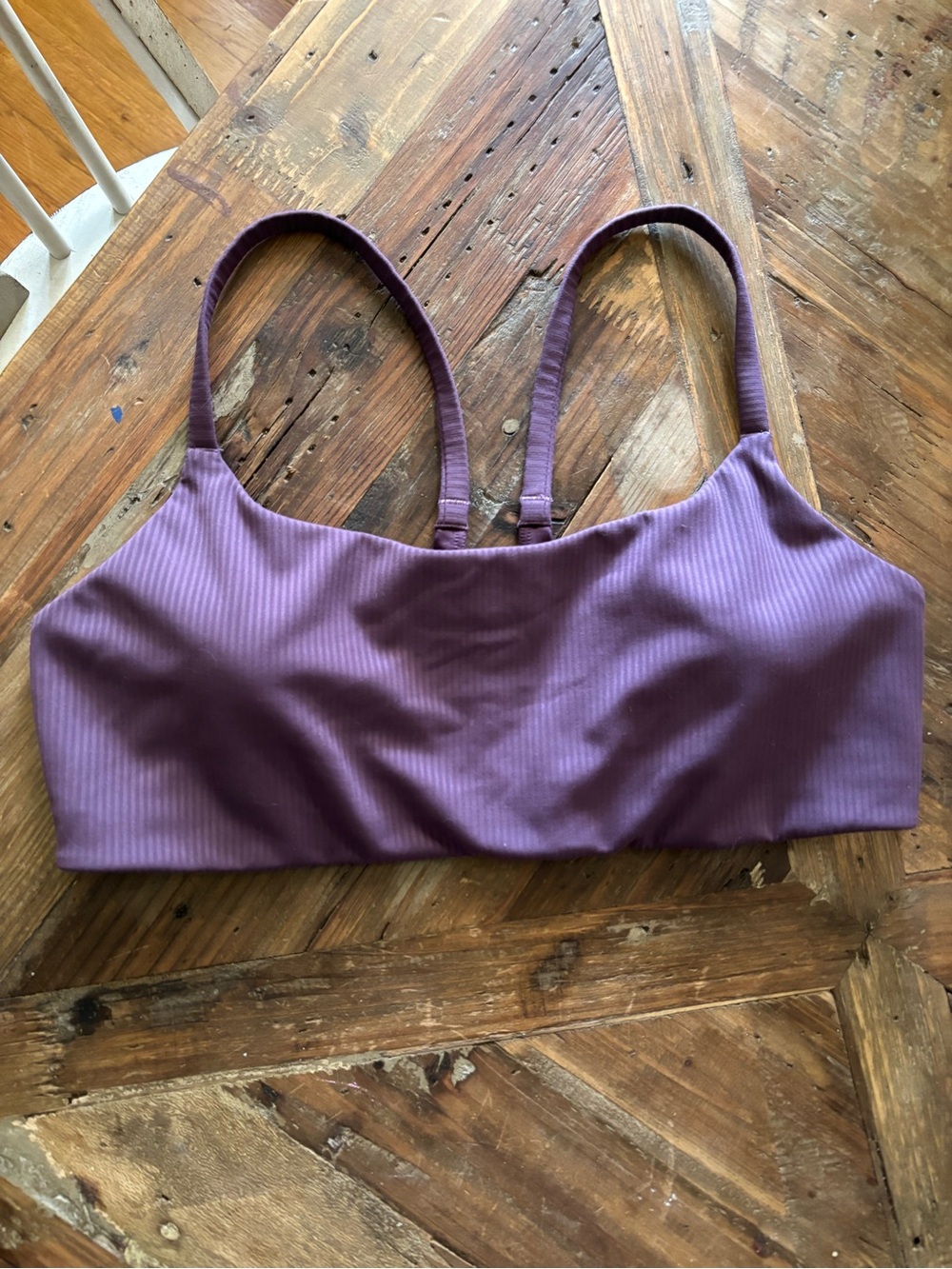 lululemon RIBBED Wunder Train Strappy Racer Bra- Plum Purple Size 12 - Picture 2 of 4
